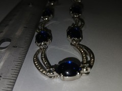 Vintage Pennino Rhinestone Blue Glass Necklace 20″