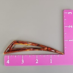 Vintage Modernist Brooch Mid Century Orange Enamel Gold Tone Long 4.25″