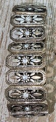 Women’s Silver Tone & Rhinestone Art Deco Vintage Style Stretch Bracelet Jewelry