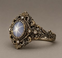 Vintage Star Sapphire Ring 925 Sterling Silver Antique Filigree Gift