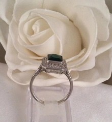 4.2Ct Art Deco Style Green Lab Created Diamond Engagement 14K White Gold FN Ring
