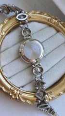 Vintage Avon Jeweled Slider Bezel Charm Bracelet Watch 7″