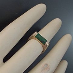 Sterling Silver Ring Green Stone Eilat Minimalist Modernist Men’s Pinky Women