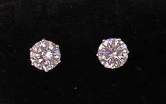 Designer 14k Yellow Gold Cubic Zirconia Solitaire Stud Earrings Circle 12.4ct GB