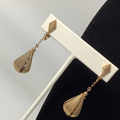 Teardrop Bolero Style Earrings VTG Clip On Dangle Drop 2.25″