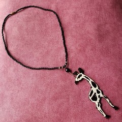 Vintage Ethnic Giraffe Carved Pendant Tribal Boho African 18″ Necklace N3