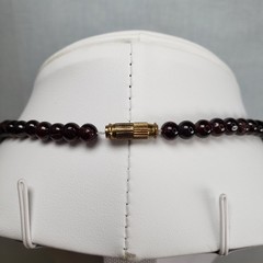 Vintage Genuine Almandine Garnet Small Bead Strand Choker Necklace Barrel Clasp