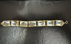 Vintage Gold Tone Enamel Souvenir Bracelet From Praha (Prague) Czech Republic