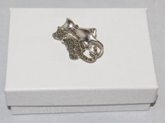 Vintage Sterling Silver Two Intertwined Cat Tails Marcasite Brooch Pin 6 grams