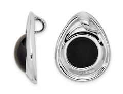 Sterling Silver Polished Black Onyx Teardrop Slide Pendant (18 Inches)