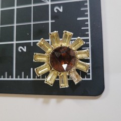 Vintage Mid-Century Modern Atomic Sunburst Brooch Amber Yellow 1.25in MCM Retro