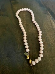 Vintage Les Bernard Pink Angel Skin Coral Beaded Choker Necklace 15” L