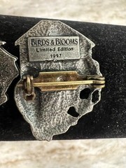 Birds And Blooms Pewter Brooch Pins Limited Edition Set Of 3 Vintage