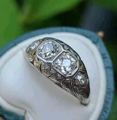 Art Deco Round Lab Created Diamond 14K White Gold FN Filigree Engagement Ring