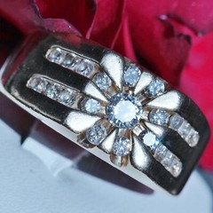14k yellow gold 1.15ct natural diamond starburst ring sz: 10.5 vintage 10.3g