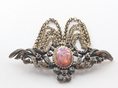 VTG Hobe Jewelry Faux Opal Rhinestone Gold Tone Tassel Brooch – Missing Stones
