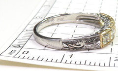 Antique Fancy Light Yellow Plat 18KY Cushion Diamond Wedding Band Size 6 EGL USA