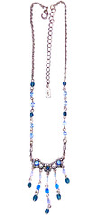 VINTAGE🇺🇸1928 FLOWER SAPPHIRE BRILLIANCE BLUE AUSTRIAN CRYST SLVR NECKLACE✨VTG