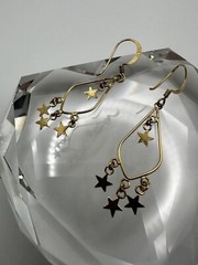 Vintage Gold Over Sterling Star Dangle Earrings 4.5cm JB7