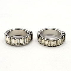 Clear Baguette Sparkly Rhinestone Hinged Clip On Small Hoop Vintage Earrings