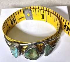 Alpaca Mexico Silver Cuff Bracelet Turquoise Adjustable