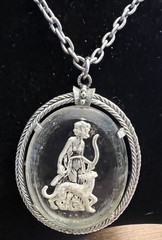 Vintage Avon Goddess Greyhound Lucite Reverse Cameo Pendant