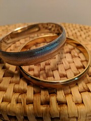 Monet Bracelet Lot Brushed Gold Tone Silver Tone Bangle