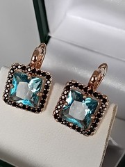 Vintage 1990-s 14 Ct Rolled Gold Aquamarine Zircons Earrings – Hallmarked 585 RG
