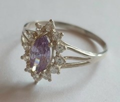 Vintage ring sterling silver 925 Size 12 Weight 2.5 g. Purple gem.