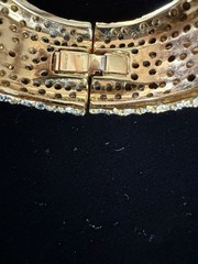 JOSEPH MAZER (JOMAZ) Couture Rhinestone & Sapphire Crystal Hinged Cuff Bracelet