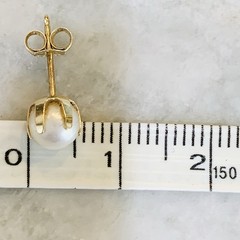 VTG Akoya Pearl Earrings Prongs Stud 6 Solid 14k Yellow Gold 5.5mm White .80gr