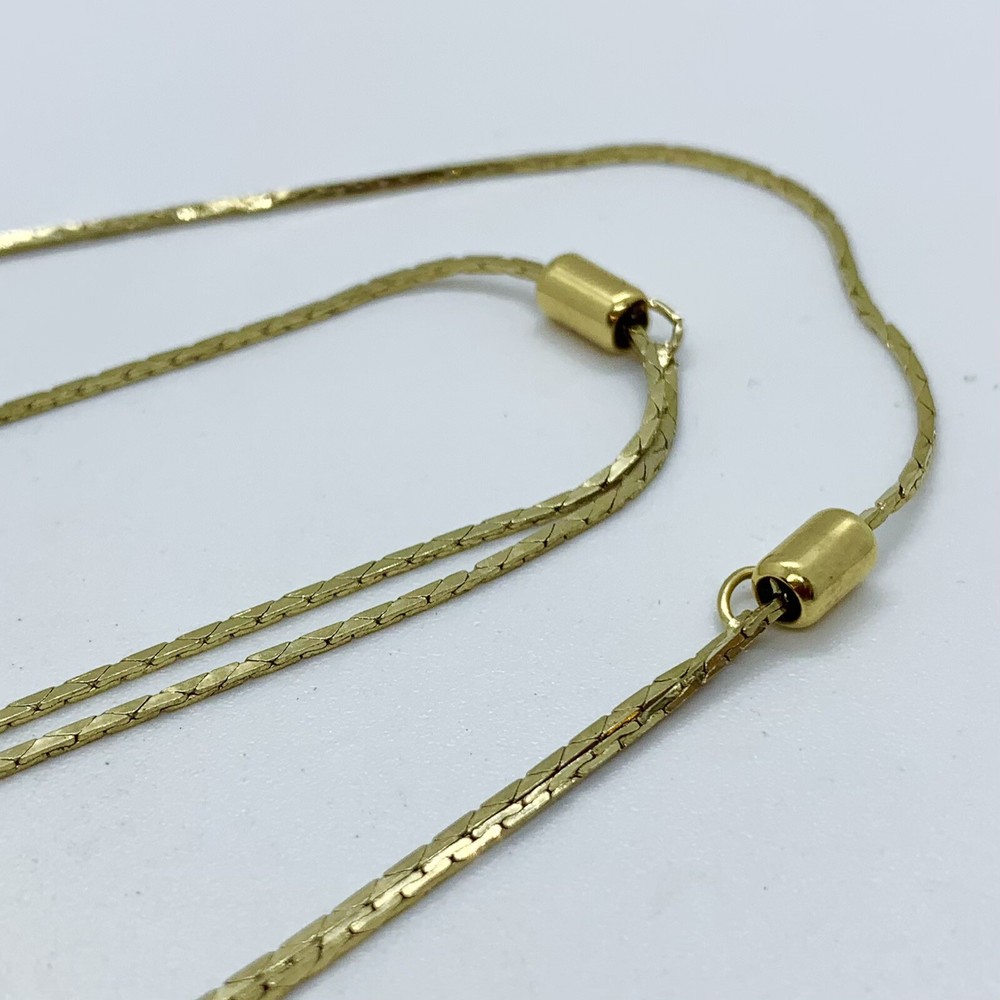VTG 90’S Y2K YELLOW GOLD TONE SLIDE BOX CHAIN NECKLACE ADJUSTABLE LENGTH RETRO