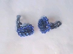 Vintage Royal Blue Clip-On Costume Jewelry Earrings Heavy Good Quality