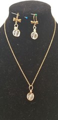 Vintage Elements 8mm Rock Quartz Victorian Necklace, Vtg. leverback earring set