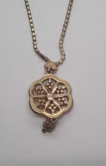 Vintage Signed Carol Lee Rhinestone Flower Pendant Necklace