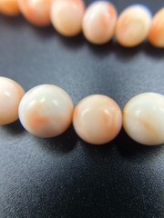 Japanese Pink Coral Bead Necklace Angel Skin Coral Graduated 10.6mm Silver Clasp