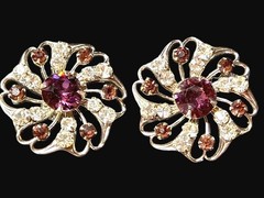 Gorgeous Purple And Clear Rhinestone Silverton Pierced Earrings See All Photos