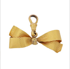 Vintage 15k Yellow Gold Bow Brooch Pendant – Honeycomb Texture, UK Hallmarked