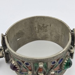 Vintage Berber Moroccan Style Enamel Cuff Bracelet Ethnic Tribal Coin Bangle