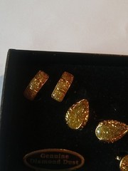 Vintage Diamond Dust Clip On 3 Gold Tone Sets
