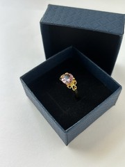 Vintage Pink Cubic Zirconia Ring Gold Plated Womens Size 6.5