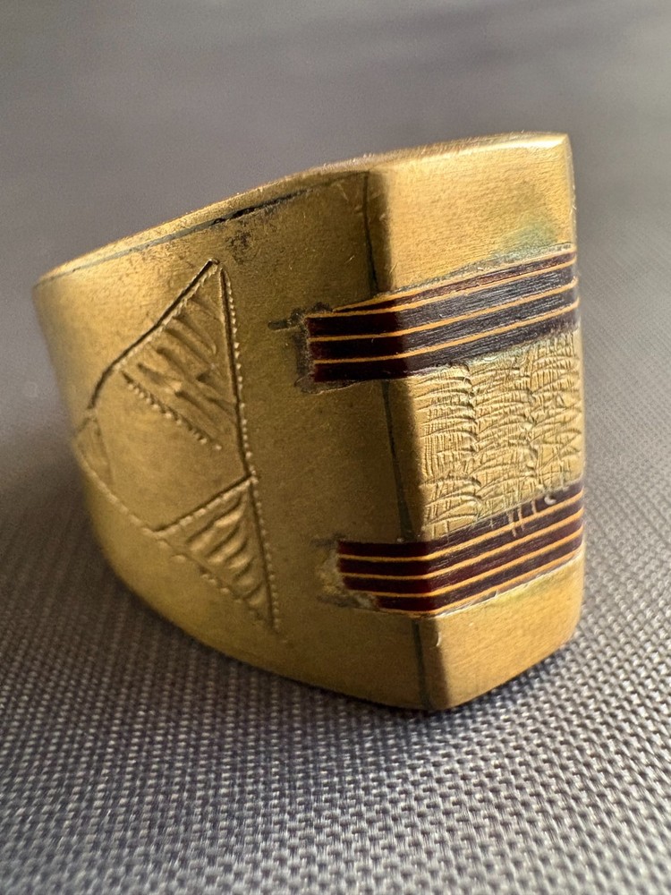 Vintage Moroccan Tuareg Brass Ring Berber Sahara Handmade Ring Size 9.75 US