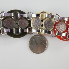 Vintage SARAH COVENTRY Lucite Disc Button Bracelet Large Round Links Silver Tone