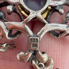 Antique 835 Silver Festoon Necklace Amethyst Pearl German Edwardian Art Nouveau