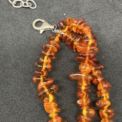 VTG Polished Baltic Amber small Chunk Stone Beaded 16″ Necklace 3 strand 30g