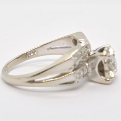 VINTAGE 14K WHITE GOLD ILLUSION SET 1/3CTW DIAMOND BRIDAL ENGAGEMENT ESTATE RING