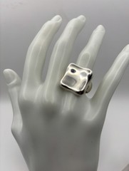 Vintage Sterling 925 Modernist Square Chunky Concave Ring Size 7