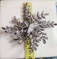 JewelCrest Brooch Blue And Clear Crystals Vintage Floral Large