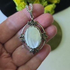 Vintage Silver Plated Filigree Locket Pendant Chain Necklace Pull On 24″L