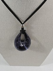 Beautiful Vintage Murano Glass Tear Drop Pendant Necklace – Purple & Black Italy